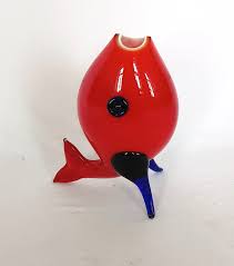 Glass Ruby Red Fish Vase 299
