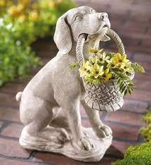 Dog And Basket Garden Statue Garden Dog