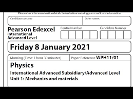 Edexcel Jan 21 Ial Physics Unit 5 Part