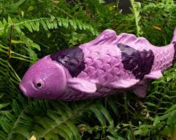 Ceramic Koi Fish Stake Purple Garden