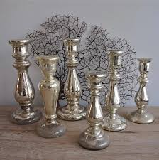Antique Mercury Glass Candlesticks