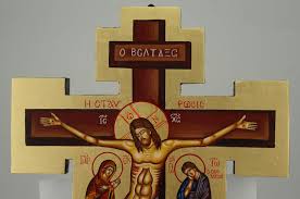 Hand Painted Wall Crucifix Theotokos