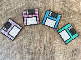 Floppy Disk Coasters Pixel Art Perler