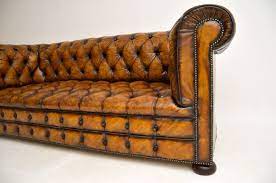 Deep Oned Leather Chesterfield Sofa