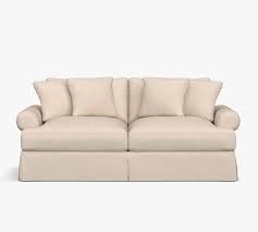 Sullivan Roll Arm Slipcovered Deep Seat Grand Sofa 95 Down Blend Wrapped Cushions Performance Heathered Tweed Pebble Pottery Barn