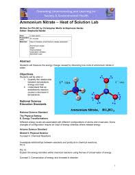 Ammonium Nitrate Heat Of Solution Lab