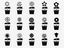 Isolated Pot Flower Plants Icon Set