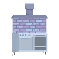 Kitchen Stove Tile Wall Isolated Design