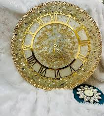 Resin Wall Clock With All Over Crystals