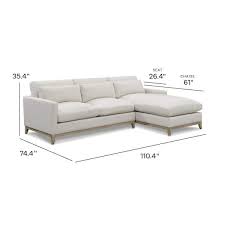 110 In Square Arm 2 Piece Linen L Shaped Sectional Sofa In White Oat With Chaise