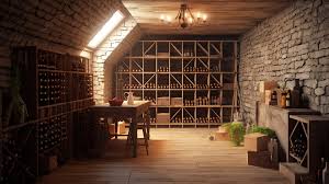 Rustic Style Wine Cellar With Open Wine