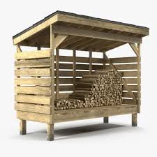 3d Model Small Woodshed With Stack Of