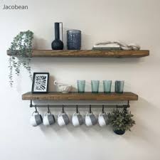 Rustic Wooden Shelf With Hanging Rail