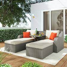 Gray Wicker Outdoor Sofa Sectional Set