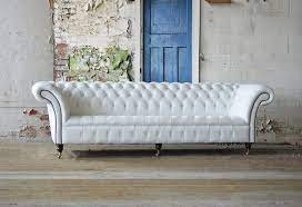 White Leather Chesterfield Sofa