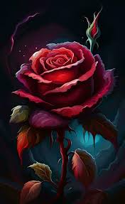 Red Rose Flower On Dark Background