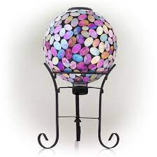 Alpine Solar Mosaic Gazing Ball With Metal Stand