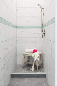 Shower With Green Glass Border Tiles