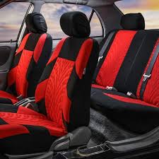Fh Group Polyester 47 In X 23 In X 1 In Travel Master Full Set Car Seat Covers Dmfb071red115