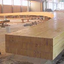 curved block glulam beam built up from