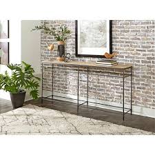 Stanton 74 In Mango Rectangle Solid Wood Sofa Console Table With Metal Legs