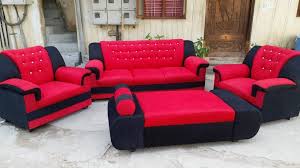 Red And Black Sofa Set With Teapai At