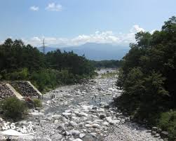 南信州の景色 太田切川 こまくさ橋付近 長野