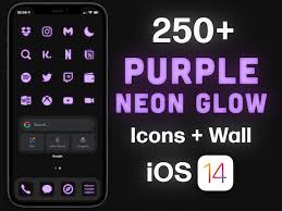 Purple Neon Glow Ios 16 Icon Set Neon