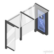 Glass Bus Stop Icon Isometric Of Glass