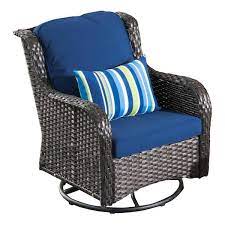 Brown Wicker Outdoor Rocking Chair Set