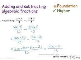 Subtracting Algebraic Fractions