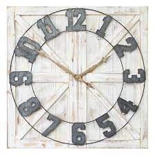 Square Distressed Wood And Metal Wall Clock With Vintage Touch