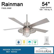 Minka Aire F582l Bnw Rainman Led 54 Ceiling Fan Brushed Nickel Wet