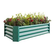 4 Ft W X 2 Ft D X 1 Ft H Green Metal Raised Garden Bed Rectangle Planter For Flowers Plants Vegetables Herbs