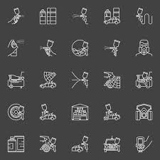 Auto Painting Outline Icons Stock