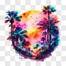 Vibrant Palm Trees And