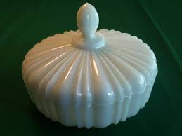 Vintage White Milk Glass Covered Candy