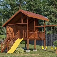 Brown 10feet Children Wooden Playhouse