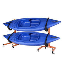 Orange Kayak 2 Canoes Self Standing