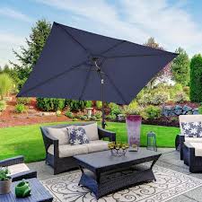 Pure Garden Rectangular Patio Umbrella Navy Blue