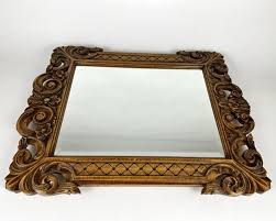 Vintage Wall Mirror In Wooden Carved