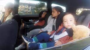Kids In Backseat Stock Footage