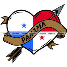 Panama Heart Flag Arrow Ribbon