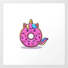 Cute Unicorn Doughnut Donut Cartoon