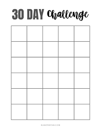 30 Day Challenge Calendar