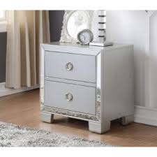 Benjara 2 Drawer Silver Nightstand With