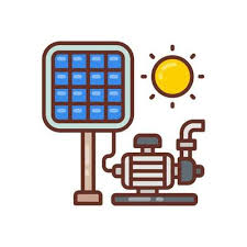 Solar Water Pump Icon In Vector