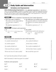 Algebra 1 Study Guide