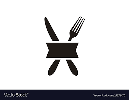 Knife Fork Spoon Ribbon Restaurant Logo