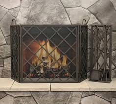 Iron Weave Tri Panel Fireplace Screens